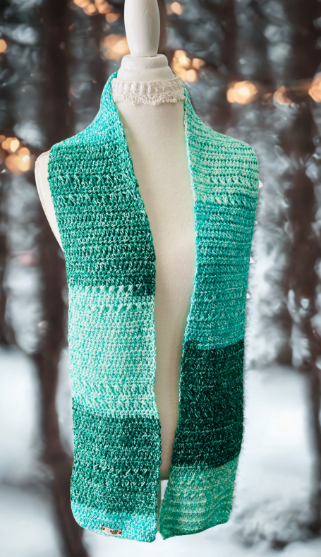 Handmade Crocheted Ombre Green Scarf Handmade Crocheted Ombre Green Scarf