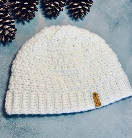 White Crochet Beanie Hat | Soft Acrylic Winter Warmth, Ribbed Brim (Handmade) White Crochet Beanie Hat | Soft Acrylic Winter Warmth, Ribbed Brim (Handmade)