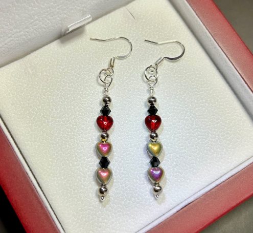 Ruby Red Heart Dangle Earrings Ruby Red Heart Dangle Earrings