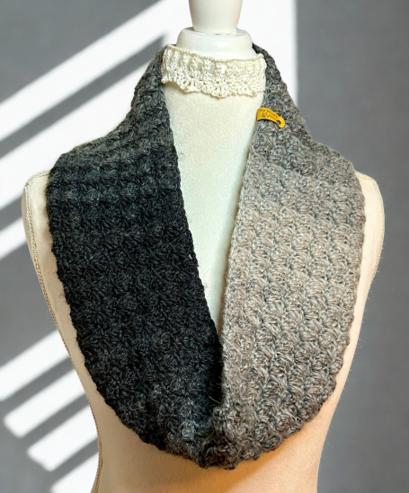 Hand Crocheted Gray Ombre Cowl Scarf – Unisex Winter Neck Warmer Hand Crocheted Gray Ombre Cowl Scarf – Unisex Winter Neck Warmer